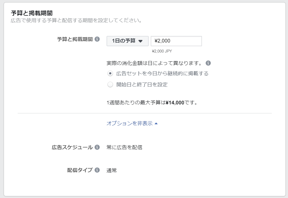 予算と掲載期間